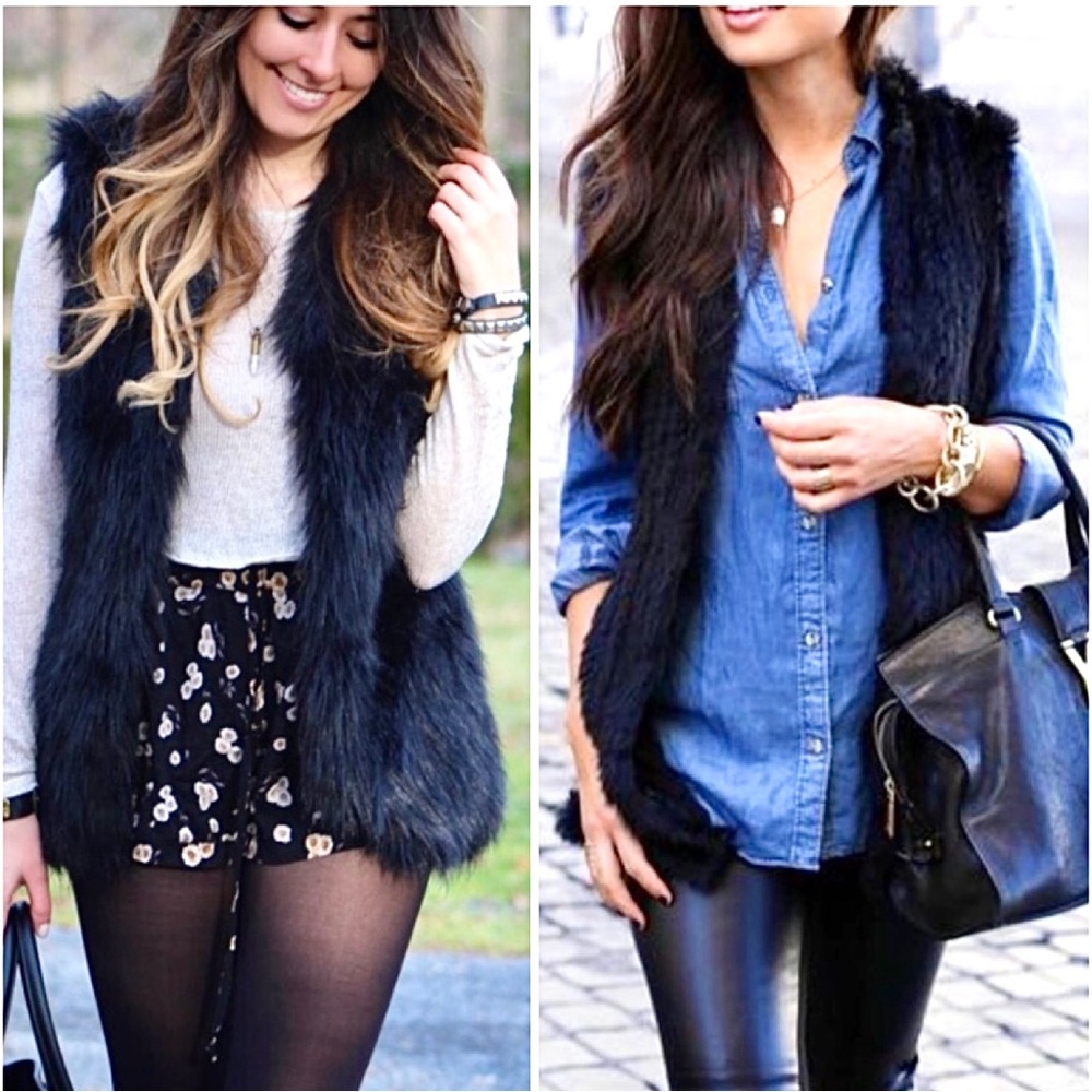 - Love on a Hanger M Navy Blue Fur Vest! NEW!